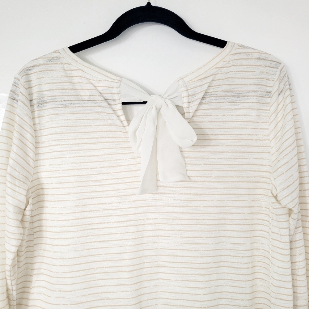 LC Lauren Conrad Cream & Tan Lace Hem Tunic Size Medium - Picture 7 of 10